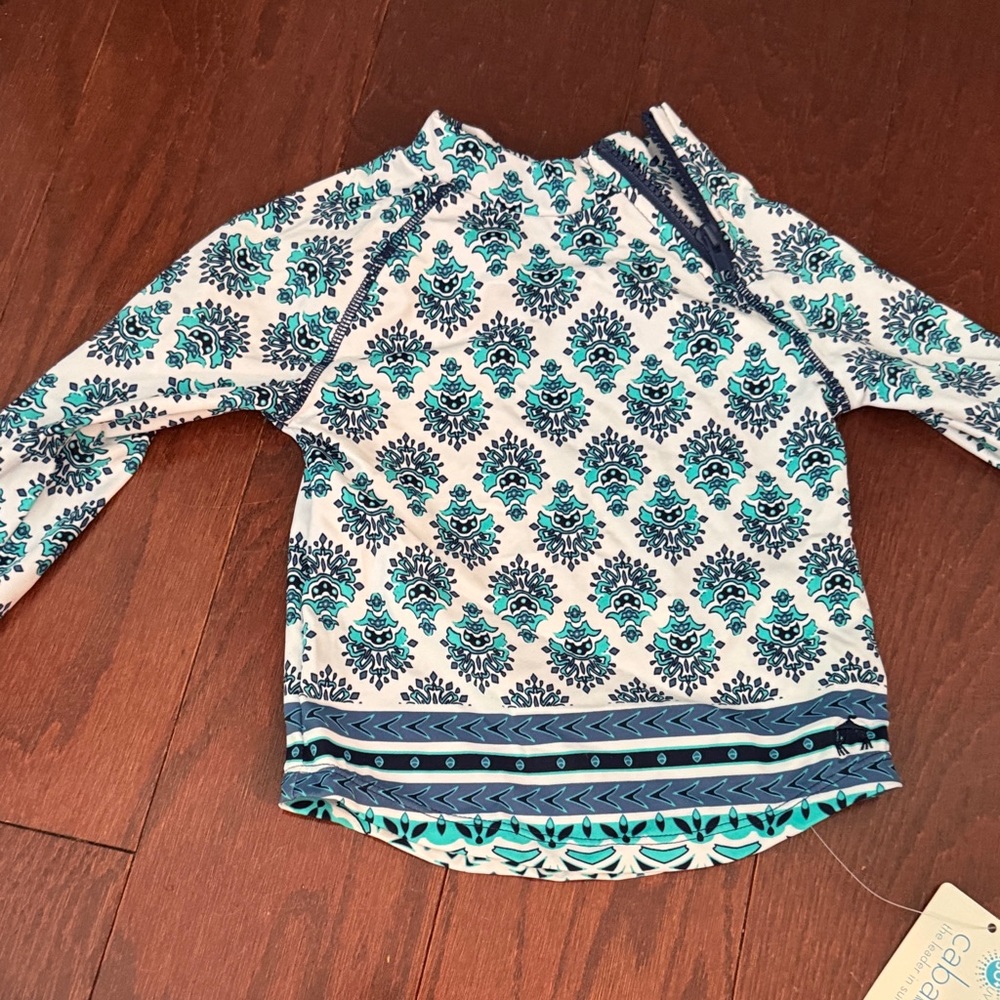 Cabana Life Blue and White Long Sleeve Top